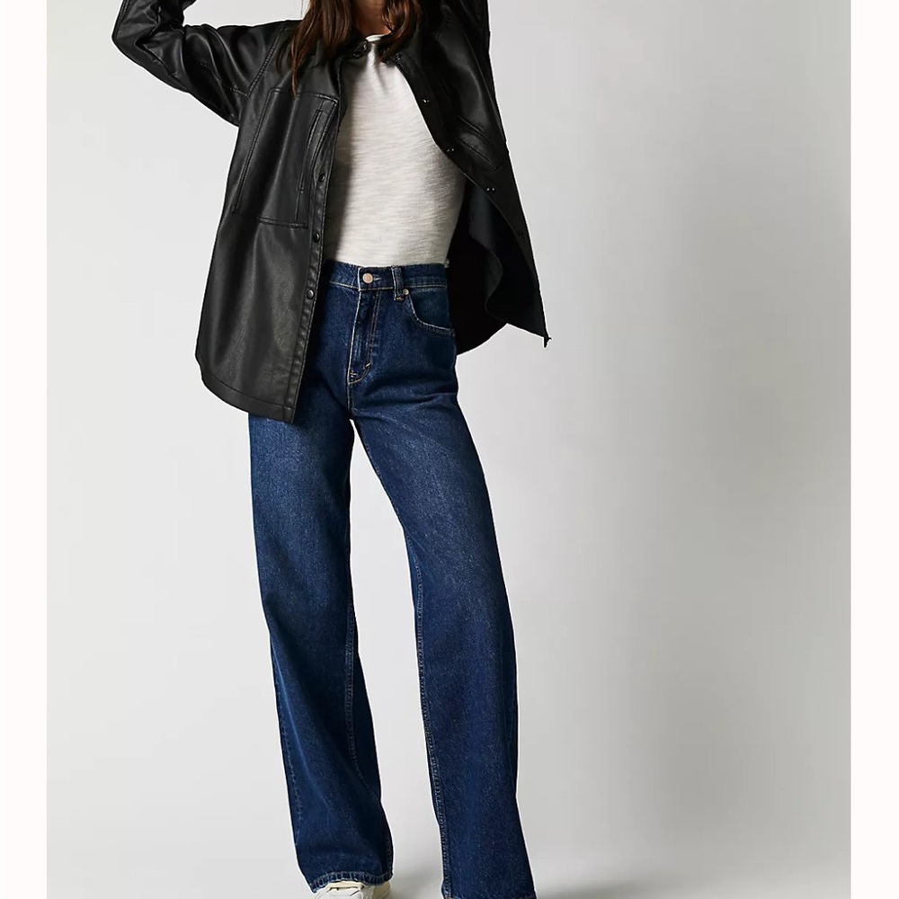 Free People - Tinsley Dark Blue High-Waist Flare Jeans